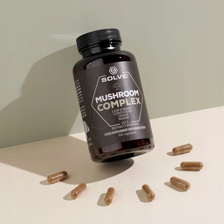 Mushroom Complex 60caps SOLVE LABS Soplówka, Chaga, Reishi, Cordyceps