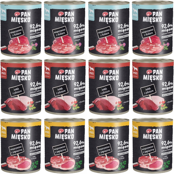 Pan Mięsko Mokra Karma dla Psa Mix 12x 800g