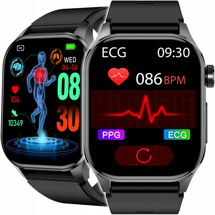 SMARTWATCH ZEGAREK DAMSKI EKG GLUKOZA CIŚNIENIE TEMPERATURA ROZMOWY MENU PL