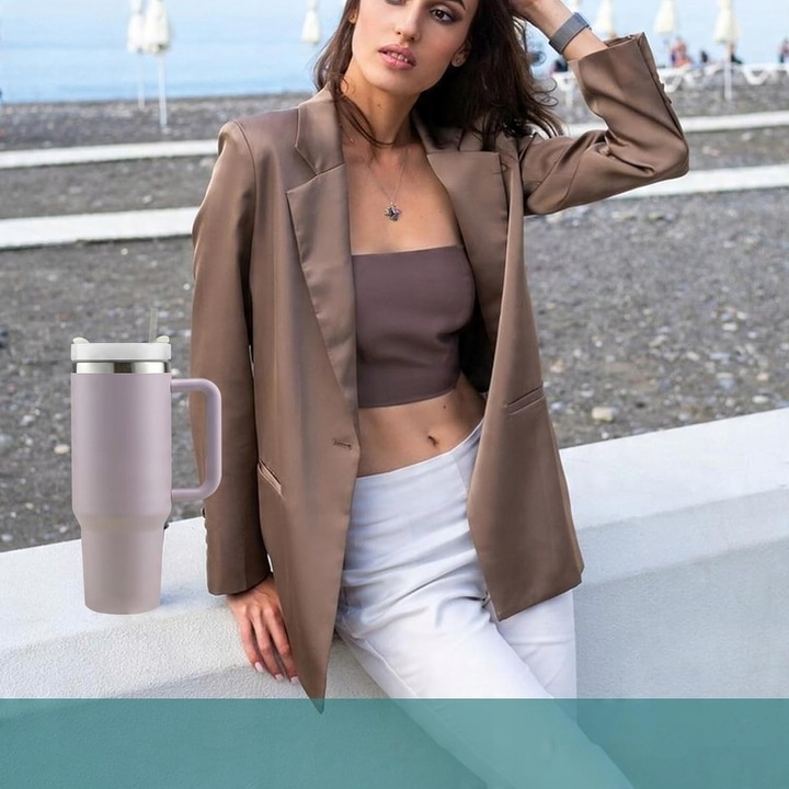 KUBEK TERMICZNY ZE SŁOMKĄ I USTNIKIEM TERMOS DO SAMOCHODU 1200ML fioletowy