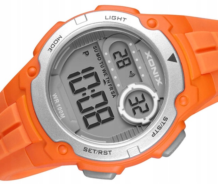 Zegarek Sportowy Pomarańczowy Dziecięcy Wodoszczelny Timer Alarm Oryginalny