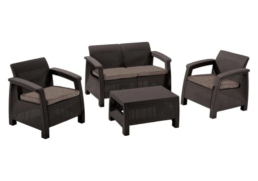 MEBLE OGRODOWE CORFU SET ZESTAW TECHNORATTAN. BRĄZ