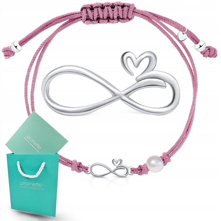 Bransoletki dla dziewczynek srebrna nieskończoność bransoletka na sznurku