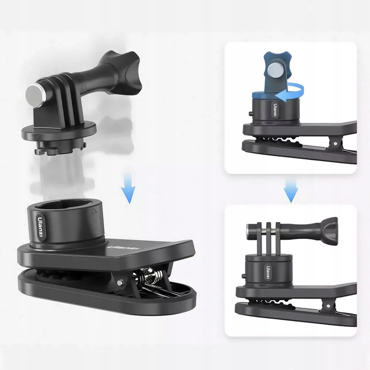 Uchwyt Zacisk do Plecaka Paska do GoPro 12 11 10 9 8 7 6 DJI Insta 360 Eken