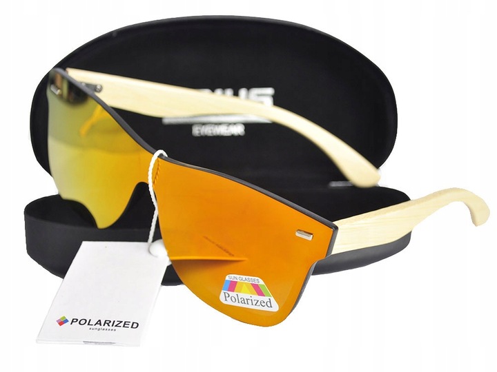 OKULARY DREWNIANE POLARYZACYJNE LUSTRZANKI ETUI