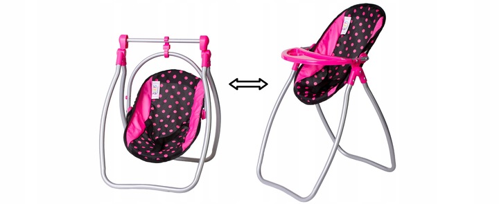 ŁÓŻECZKO dla lalek KRZESEŁKO DO KARMIENIA HUŚTAWKA 2w1 Zestaw dla lalki