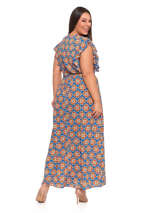 KOBIECA DŁUGA SUKIENKA DAMSKA MAXI LETNIA W ORIENTALNY WZÓR MORAJ R.M