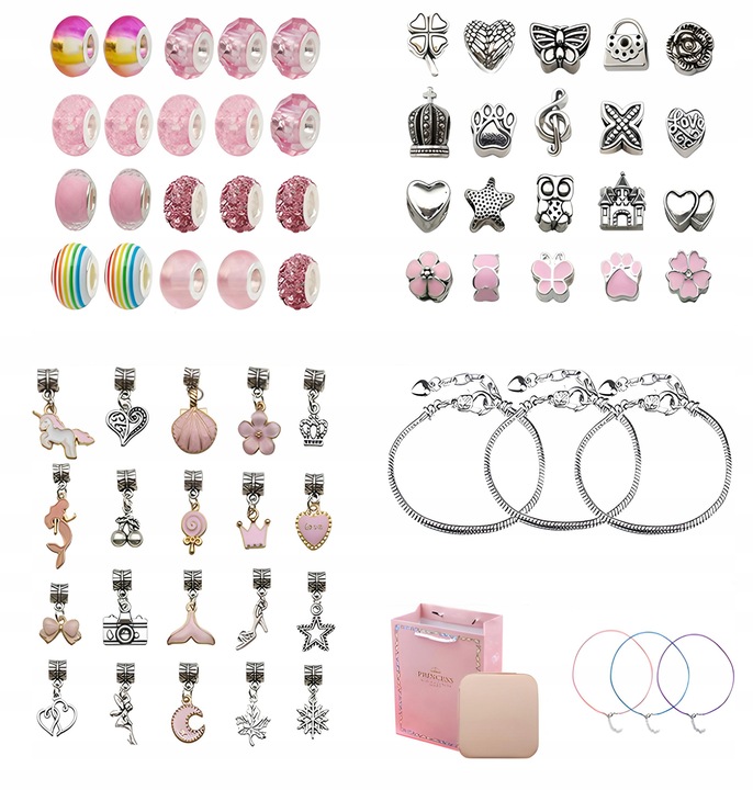 MEGA ZESTAW do Robienia BIŻUTERII Bransoletek Naszyjników Akcesoria ETUI