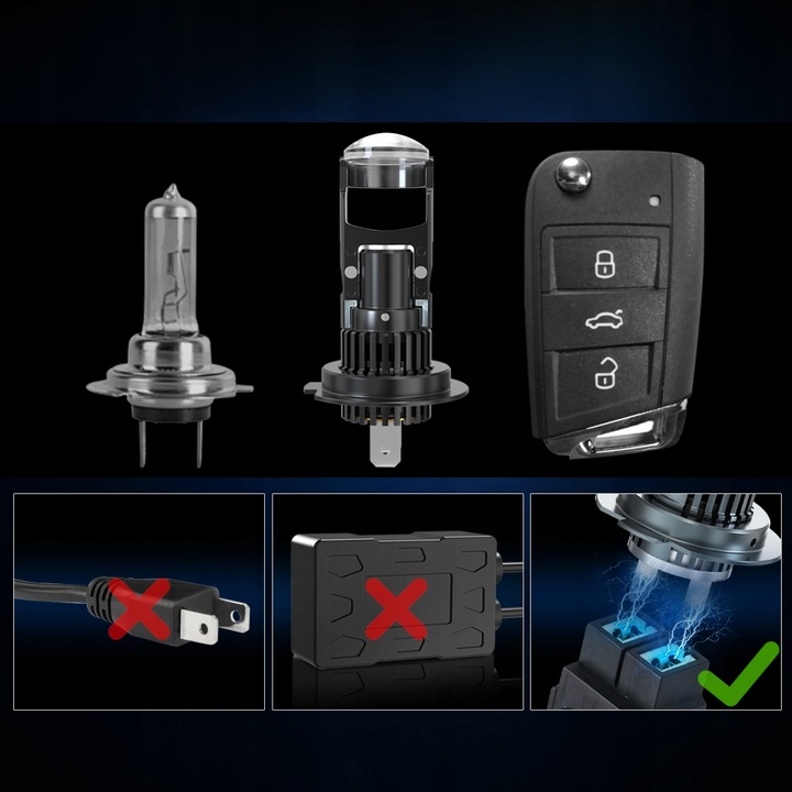 ŻARÓWKI LED H7 XSTORM LX 6000K SOCZEWKA IDEALNE ODCIĘCIE MIJANIA KRÓTKIE