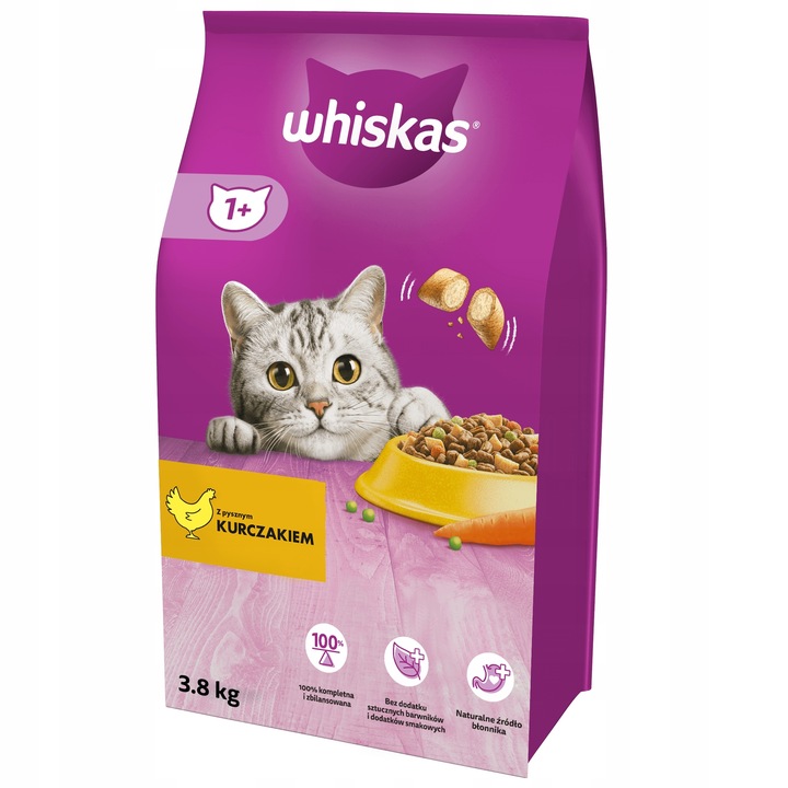 WHISKAS SUCHA KARMA DLA KOTÓW DOROSŁYCH KURCZAK 3,8 KG