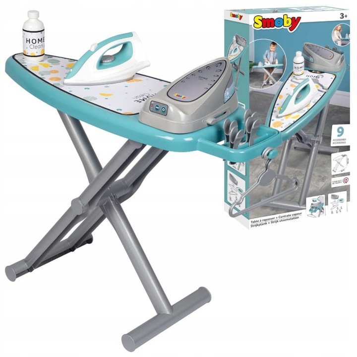 SMOBY DESKA DO PRASOWANIA ZE STACJĄ PAROWĄ ZESTAW DO ODGRYWANIA RÓL AGD 3+