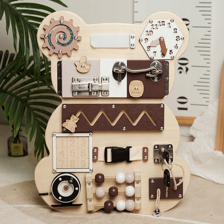 TABLICA SENSORYCZNA MANIPULACYJNA MONTESSORI BEAR