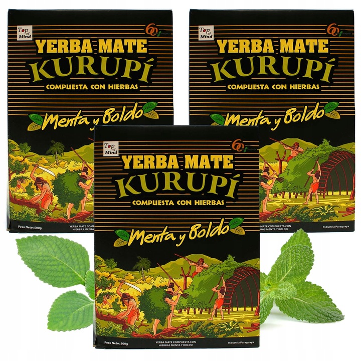Yerba Mate Kurupi Menta Boldo 3x500g 1,5 Kg