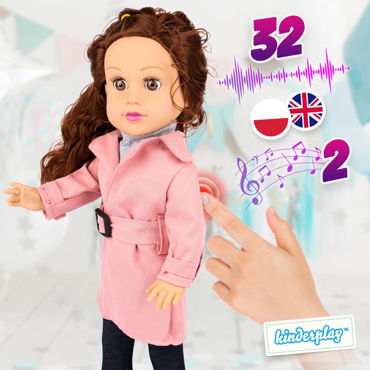 LALKA BOBAS INTERAKTYWNA ŚPIEWA I MÓWI PO POLSKU ANGIELSKU KINDERPLAY 47cm