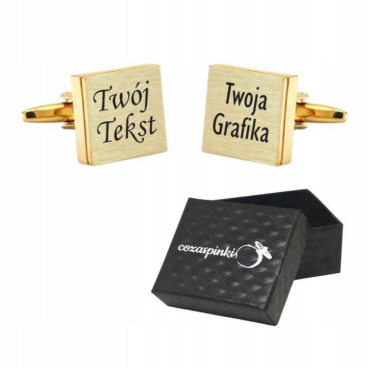 Spinki do mankietów koszuli z własną grafiką tekstem z grawerem na prezent