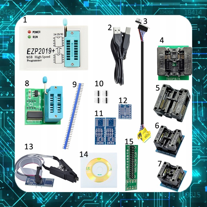 Zestaw Uniwersalny Programator EEPROM i Flash EZP2019+USB SPI EPROM BIOS