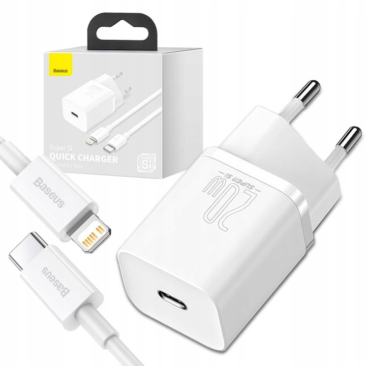 BASEUS SZYBKA ŁADOWARKA SIECIOWA INTELIGENTNA KOSTKA USB C 20W 3A +KABEL IP