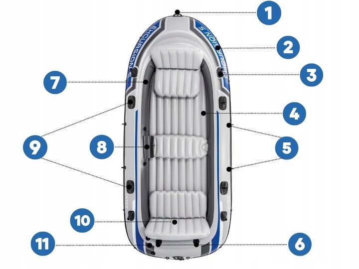 Ponton Wędkarski Excursion 5 osób Intex Pompka+Wiosła+Klej 68325 MODEL 2025