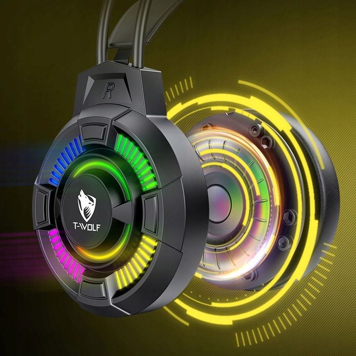 SŁUCHAWKI Z MIKROFONEM GAMINGOWE DO GRANIA DLA GRACZY NAUSZNE RGB USB 7.1