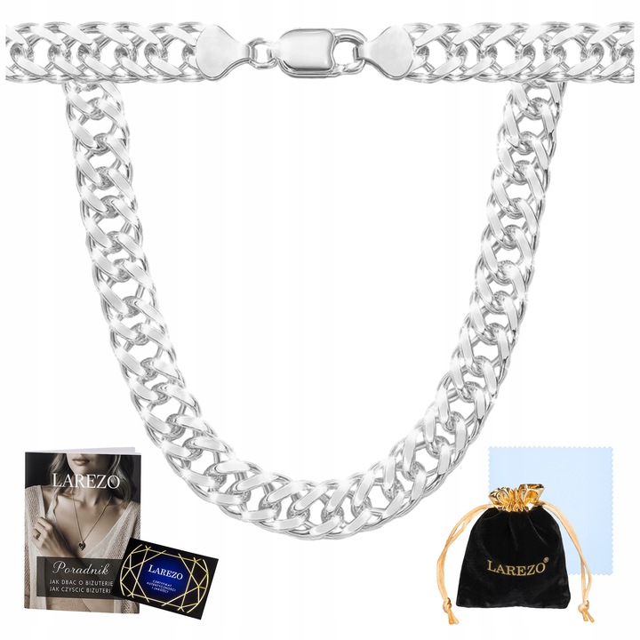 ŁAŃCUSZEK SREBRNY PODWÓJNA PANCERKA 4mm ROMBO MĘSKI 50cm RODOWANY GRUBY 925