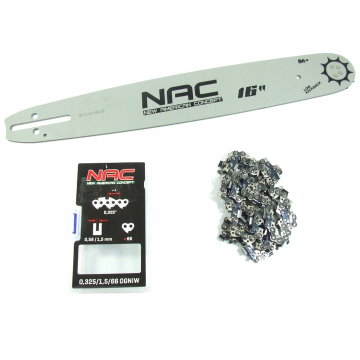 PROWADNICA DO PIŁY 16" NAC + ŁAŃCUCH ORYGINAŁ