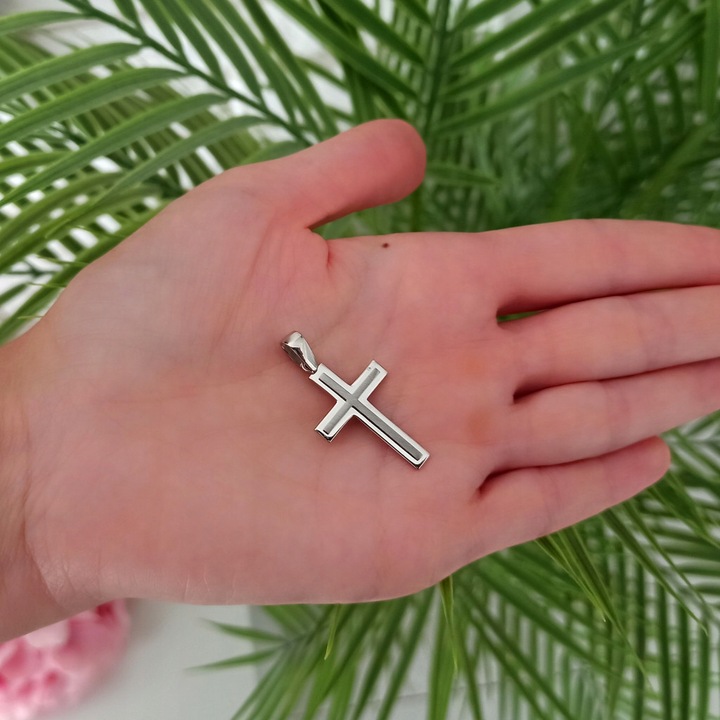 Krzyżyk srebrny rodowany bez wizerunku srebro 925