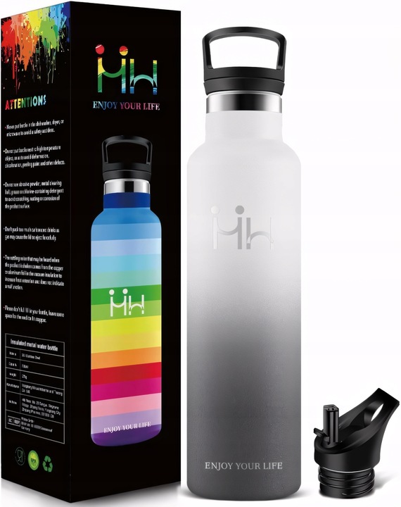 KUBEK TERMICZNY BUTELKA TERMOS NA KAWĘ HERBATĘ NAPOJE STALOWY SŁOMKA 500ML