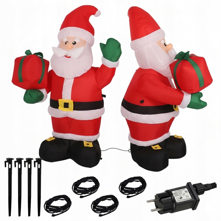 MIKOŁAJ DMUCHANY LED PODŚWIETLANY ŚWIECĄCY XXL 135 CM DEKORACJA ŚWIĄTECZNA