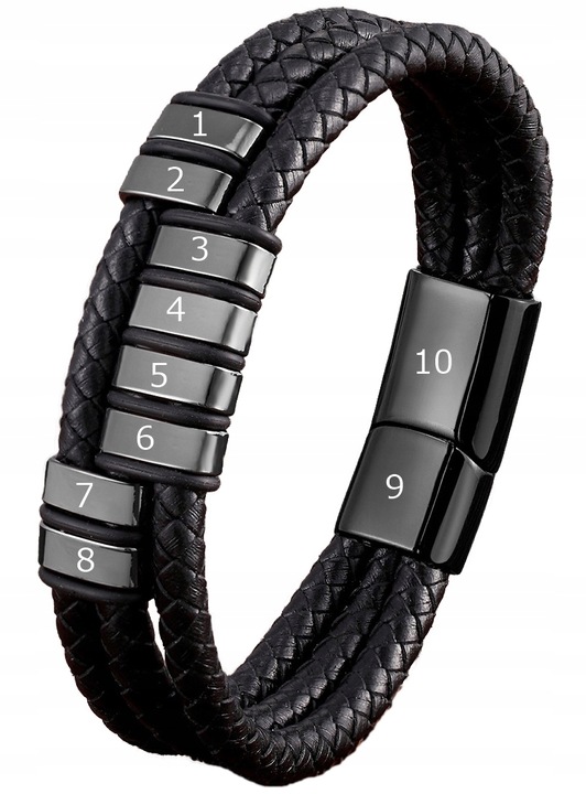 Bransoletka skórzana IMIONA daty z GRAWEREM 316L