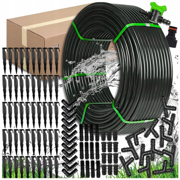 LINIA KROPLUJĄCA XXL 100m + 100el NAWODNIENIE KROPELKOWE WĄŻ KROPELKUJĄCY