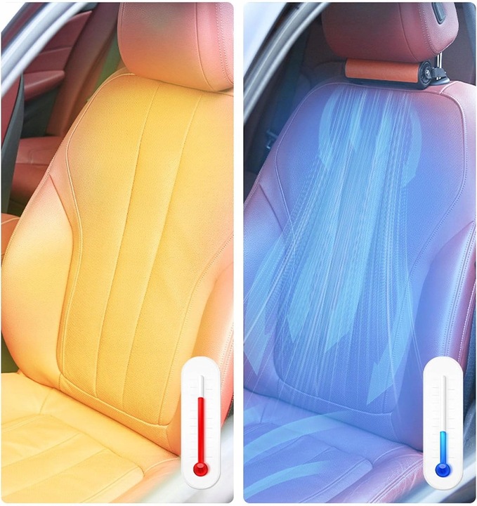 Wentylator samochodowy na zagłówek akumulatorowy USB 3 tryby brązowy