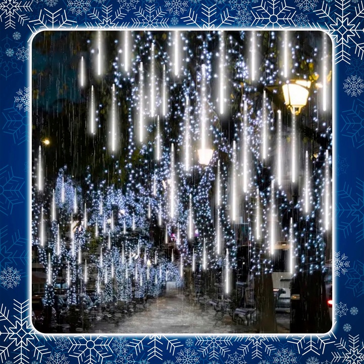 METEORY 10 SPOLI 50 CM 360 LED LAMPKI PADAJĄCY ŚNIEG SOPLE GIRLANDA 8 m