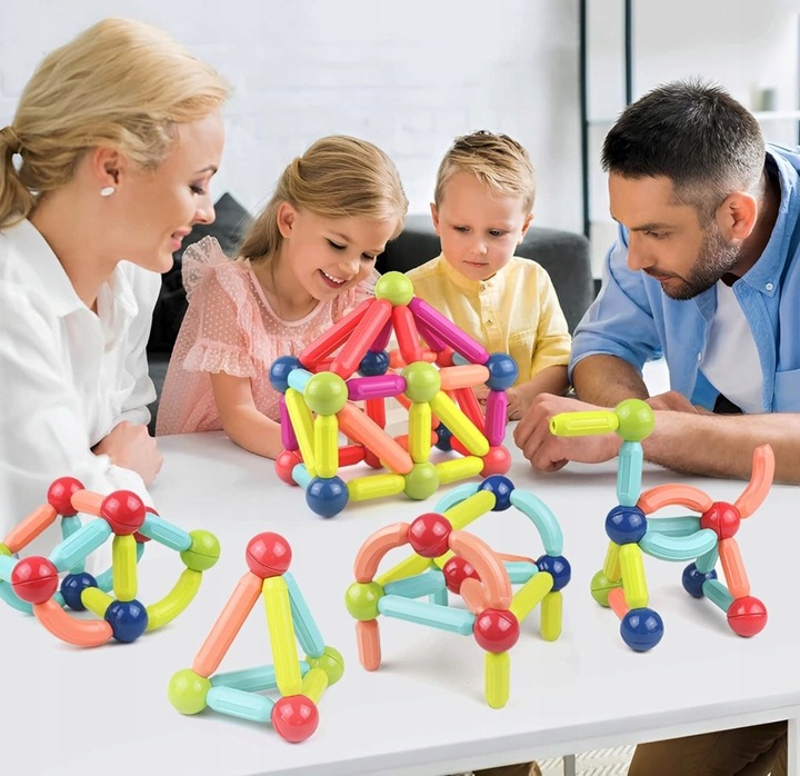 KLOCKI MAGNETYCZNE DLA DZIECKA 3D EDUKACYJNE KONSTRUKCYJNE BEZPIECZNE 84el