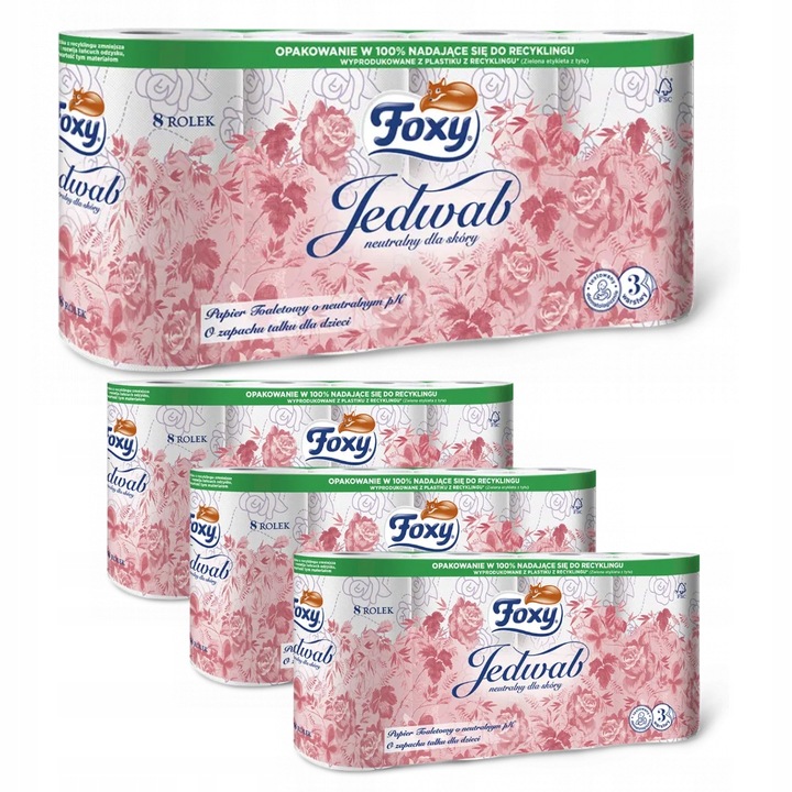 Papier toaletowy FOXY JEDWAB 3 Warstwy PAKIET 8szt. x 4op.