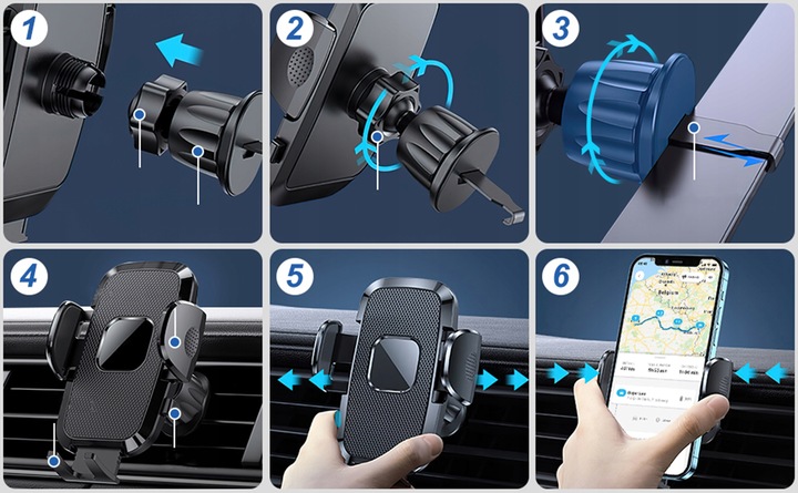 UCHWYT WIESZAK NA TELEFON NA KRATKĘ WYLOT POWIETRZA DO SAMOCHODU Z PRZYCISK