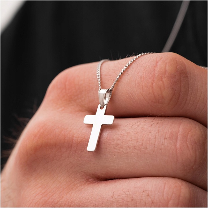 Srebrny krzyżyk męski klasyczny wisiorek rodowany srebro 925 BLINGART