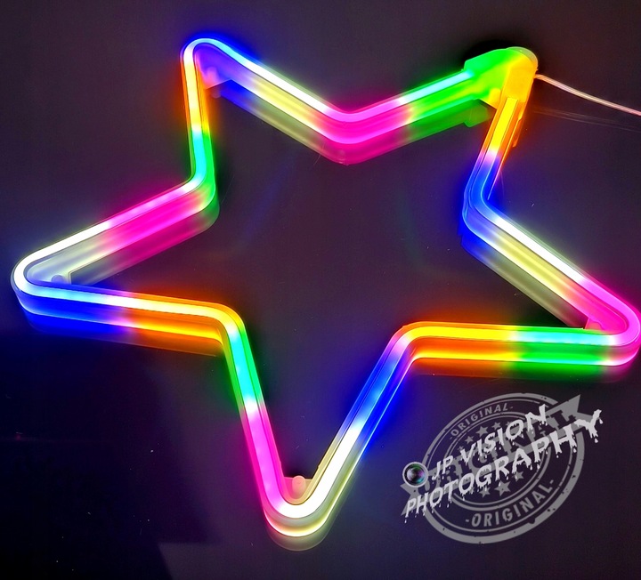 OZDOBA ŚWIĄTECZNA GWIAZDA NEON LED okno KOLOROWA WEWNĘTRZNA ZEWNĘTRZNA