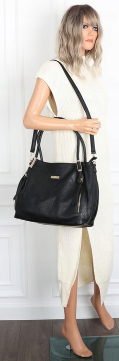 Torebka Damska Shopper Worek Pojemna Miejska Modna Torba CH7721 Czarna