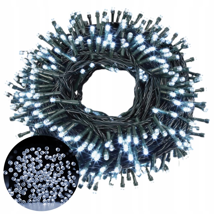 ŚWIATEŁKA LAMPKI CHOINKOWE 500 LED ZIMNY BIAŁY BIAŁE WEWNĘTRZNE ZEWNĘTRZNE