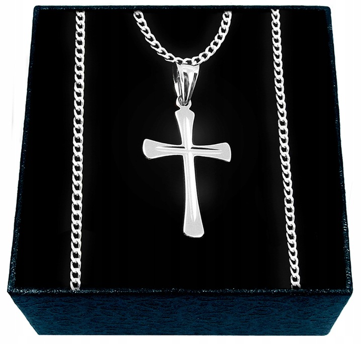 ŁAŃCUSZEK SREBRNY MĘSKI Z KRZYŻYKIEM SREBRO PRÓBY 925 K1/55cm