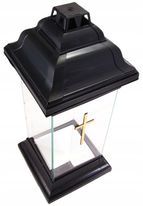 Duży znicz szklany kapliczka lampion z krzyżem