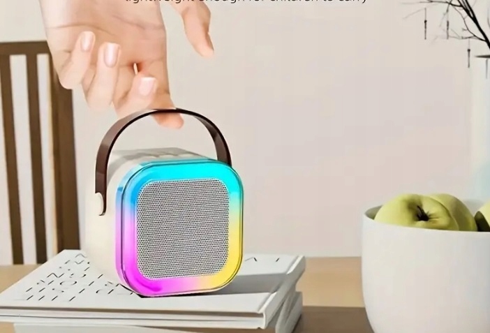 ZESTAW KARAOKE BEZPRZEWODOWY PRZENOŚNY 2x MIKROFON + GŁOŚNIK BLUETOOTH RGB