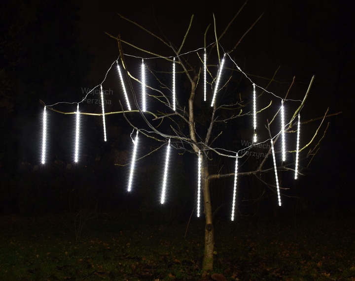 SOPLE METEORY BIAŁE ZIMNE LED LAMPKI PADAJĄCY ŚNIEG 30cm BIAŁY ZIMNY