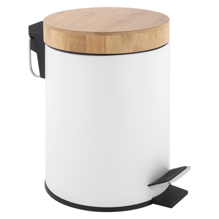 Kosz na śmieci łazienkowy 3l bambus śmietnik do wc łazienki kuchni biały