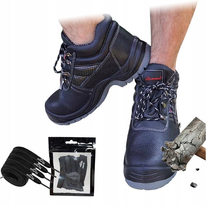 Męskie Robocze Buty Trzewiki Chroniące Palce Lekkie z Noskiem Stalowym S1