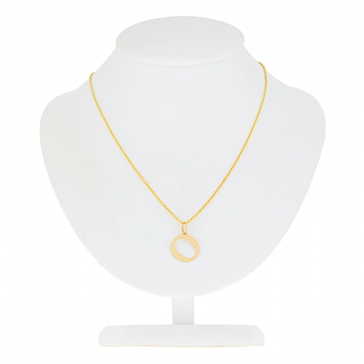 Złota zawieszka literka O pr.585 z łańcuszkiem