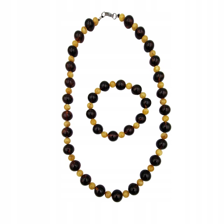 KOMPLET KORALE + BRANSOLETKA BURSZTYN BAŁTYCKI NASZYJNIK NA PREZENT NATURAL