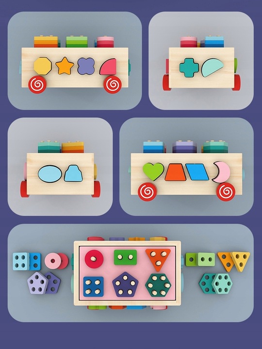 Drewniana kostka EDUKACYJNA SORTER KLOCKI 924