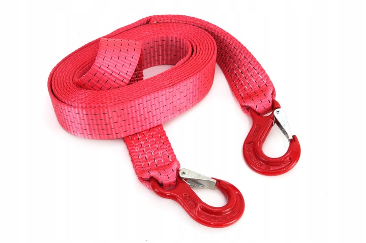 Lina linka holownicza taśmowa 7500 kg 50 mm 5 m hak + hak AMIO-02013