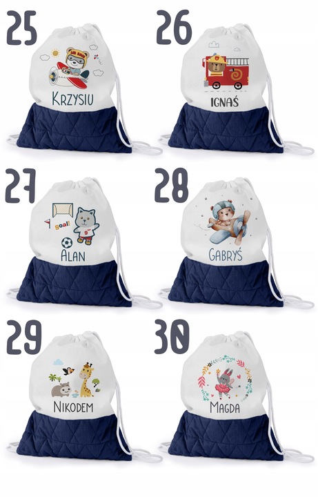 WOREK DO PRZEDSZKOLA ŻŁOBKA PLECAK DLA DZIECKA Z PĘTELKĄ NA BUTY + IMIĘ